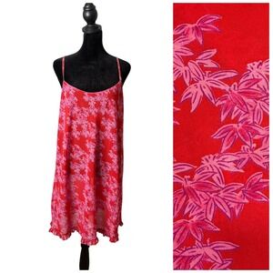 Josie Natori Floral Ruffle Hem Chemise Nightgown Size XL Sheer Loungewear